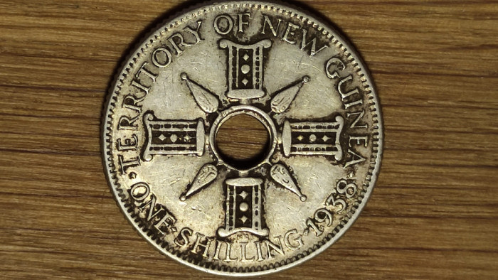 New Guinea / Noua Guinee - moneda argint sterling - 1 shilling 1938 - superba !