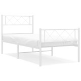 Cumpara ieftin Cadru de pat metalic cu tablie de cap/picioare, alb, 100x190 cm