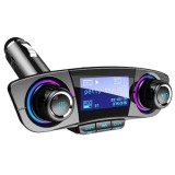 Kit de masina multifunctional, hands-free calling, bluetooth, transmitator FM, MP3, radio cu incarcator auto, dual USB, TF CARD, negru