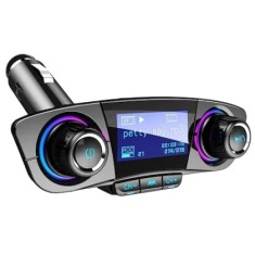 Kit de masina multifunctional, hands-free calling, bluetooth, transmitator FM, MP3, radio cu incarcator auto, dual USB, TF CARD, negru