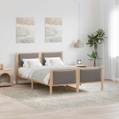 vidaXL Cadru de pat cu headboard Gri taupe 140 x 190 cm țesătură 878337 foto