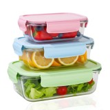 Cumpara ieftin Set 3 caserole compartimentate din sticla Koken, 410ml/700ml/1040 ml, etanse, garnitura detasabila, inchidere ermetica, sticla dubla, fara BPA, casole