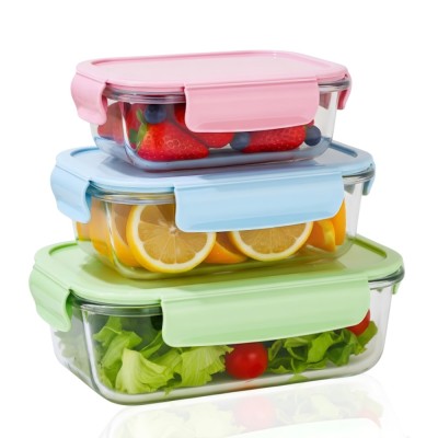 Set 3 caserole compartimentate din sticla Koken, 410ml/700ml/1040 ml, etanse, garnitura detasabila, inchidere ermetica, sticla dubla, fara BPA, casole foto