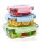 Set 3 caserole compartimentate din sticla Koken, 410ml/700ml/1040 ml, etanse, garnitura detasabila, inchidere ermetica, sticla dubla, fara BPA, casole