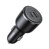 INCARCATOR auto Ugreen, &quot;CD239&quot; 1 x USB Type-C 5V/3A QC3.0 si 1 x USB 5V/3A, total output 63W, pt. bricheta auto, negru &quot;90645&quot; (timbru verde 0.8 lei)