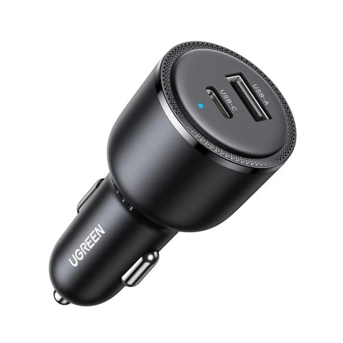INCARCATOR auto Ugreen, &quot;CD239&quot; 1 x USB Type-C 5V/3A QC3.0 si 1 x USB 5V/3A, total output 63W, pt. bricheta auto, negru &quot;90645&quot; (timbru verde 0.8 lei)
