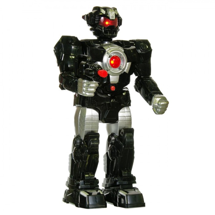 Jucărie Robot, Model Negru, Mișcare, Sunet și Lumini, Alimentare Baterii