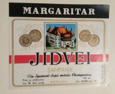 eticheta veche romaneasca Sampanie Margaritar Jidvei &amp;#039;80 foto