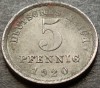 Moneda istorica 5 PFENNIG - IMPERIUL GERMAN, anul 1920 * cod 3091, Europa