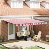 vidaXL Marchiză retractabilă manuală roșie și albă 450x350 cm