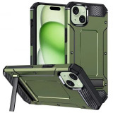 Cumpara ieftin Husa iPhone 15 Plus Antisoc Verde Hybrid Armor Kickstand