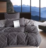 Cumpara ieftin Lenjerie Pat Bumbac 4 Piese Gri - Husa Pilota 200x155 Cearceaf 200x175 Fete Perna 55x75 cm