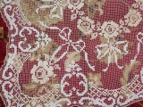Fata de masa vintage, interbelica, fire bumbac bicolore, spectaculoasa