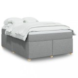 VidaXL Pat box spring cu saltea, gri deschis, 140x190 cm, textil