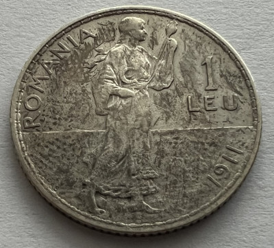 1 Leu 1911, Argint, Carol I, Romania, cel mai rar din serie foto