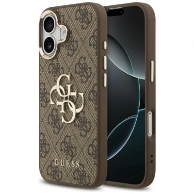 Husa pentru Apple iPhone 17, Guess, Big 4G Logo Classic, Maro Aurie foto
