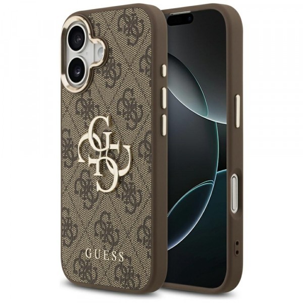 Husa pentru Apple iPhone 17, Guess, Big 4G Logo Classic, Maro Aurie