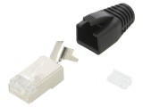 Conector RJ45 Cat 6 ecranat cu manșon pe cablu, mufă PIN 8