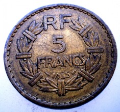 2.010 FRANTA WWII AFRICA 5 FRANCS FRANCI 1945