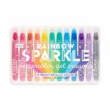 Creioane colorate cu gel acuarela cu sclipici Rainbow Sparkle Metallic - Set de 12, Ooly