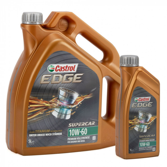 Set Ulei Motor Castrol Edge Titanium FST Supercar 10W-60 5L 1595CE + Ulei Motor Castrol Edge Titanium FST Supercar 10W-60 1L 1595CC