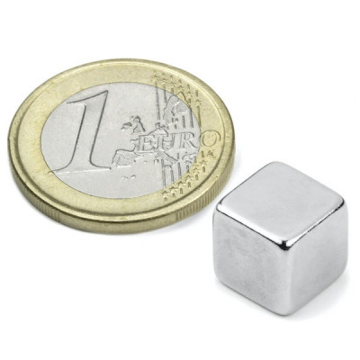 Magnet puternic neodim cub 10x10mm cu suprafata nichelata foto