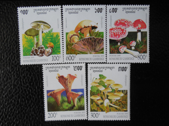 Cambodgia-Flora,ciuperci-serie completa-nestampilate