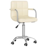 Cumpara ieftin Scaun de bucatarie pivotant, crem, material textil