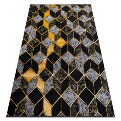 Modern GLOSS covor 400B 86 stilat, glamour, art deco, 3D geometric negru / aur, 180x270 cm foto