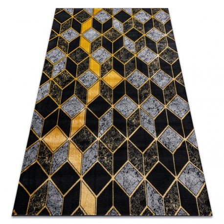 Modern GLOSS covor 400B 86 stilat, glamour, art deco, 3D geometric negru / aur, 180x270 cm