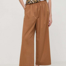 Weekend Max Mara pantaloni de bumbac culoarea maro, lat, high waist 2415130000000