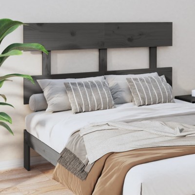 vidaXL Tăblie de pat, gri, 138x3x81 cm, lemn masiv de pin 819067 foto