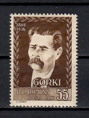Romania 1956, LP.416 - 20 de ani de la moartea lui Maxim Gorki, MH foto