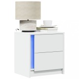 VidaXL Noptiere cu lumini LED, 2 buc., alb, lemn prelucrat