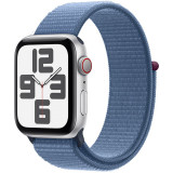 Apple Watch SE (2023), GPS, Cellular, Carcasa Silver Aluminium 44mm, Winter Blue Sport Loop