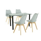 Set masa si 4 scaune Leziter Merlo Riona Silla, gri, stil modern, living/sufragerie