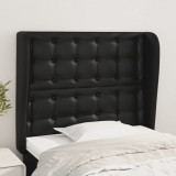 VidaXL Tăblie de pat cu aripioare, negru, 93x23x118/128 cm, piele eco