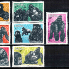 Ruanda Rwanda 1983, Mi #1242-1249 A**, fauna, gorile, MNH, cota 10 €!