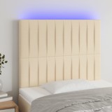 Tăblie de pat cu LED, crem, 80x5x118/128 cm, textil