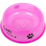 Bol transparent pentru caini si pisici, 300 ml, plastic, roz