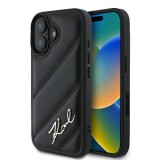 Husa iPhone 16 Plus Karl Lagerfeld Diagonal Quilted, negru, KLHCP16MPQDSMGK