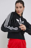 Adidas Originals bluză Adicolor HC7050 femei, culoarea negru, cu imprimeu HC7050-BLACK