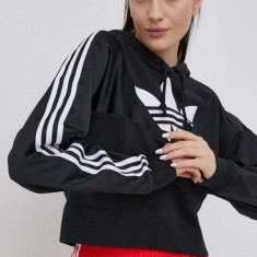 adidas Originals bluză Adicolor HC7050 femei, culoarea negru, cu imprimeu HC7050-BLACK