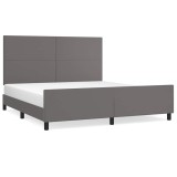 Cumpara ieftin Cadru de pat cu tablie, gri, 160x200 cm, piele ecologica