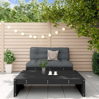 vidaXL Set mobilier relaxare grădină, 2 piese, negru, lemn masiv pin foto