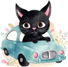 Sticker decorativ Pisica, Negru, 61 cm, 7726ST-2 foto