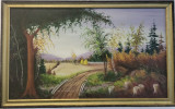 Drum de țară pictură anii 80, Natura, Ulei, Realism