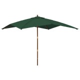 Umbrela de gradina stalp din lemn, verde, 300x300x273 cm