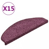 Cumpara ieftin Covorase pentru scari, 15 buc., 65x21x4 cm, violet inchis, semirotunde, mari