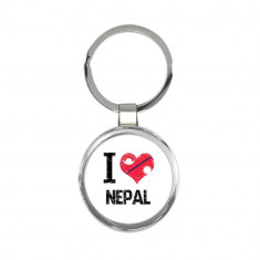 Iubesc Nepalul : Cadou Breloc : Heart Flag Country Crest Nepalese Expat foto